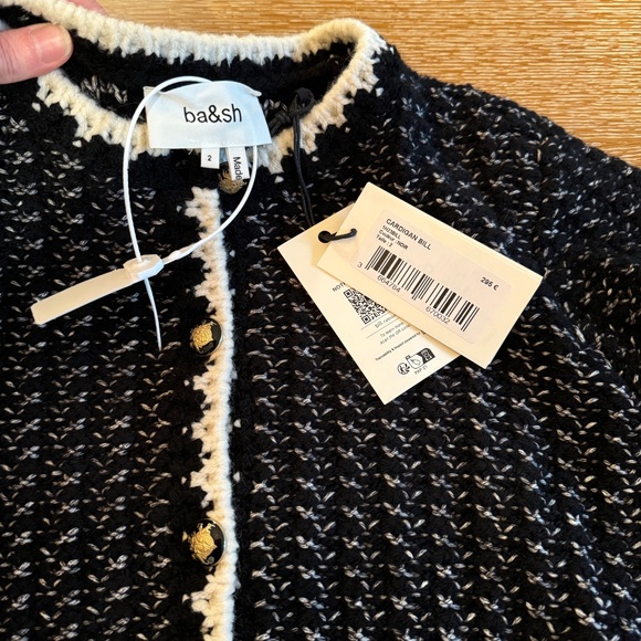ba&sh NEW NWT Bill Cardigan in Noir, Size 2 - Picture 2 of 3